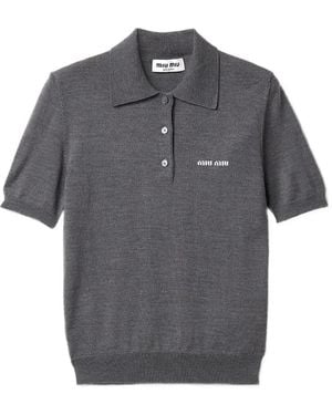 Miu Miu Wool Knit Polo Shirt - Grey