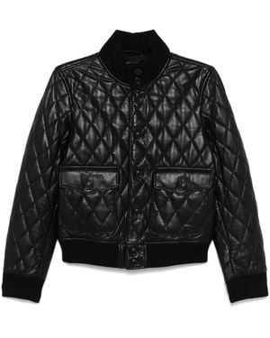 Polo Ralph Lauren Quilted Leather Bomber Jacket - Black