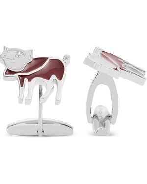 Shanghai Tang Nunzio Pig-Motif Cufflinks - White