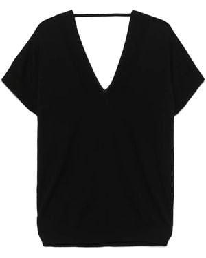 Plan C Top Con Cuello En V - Negro