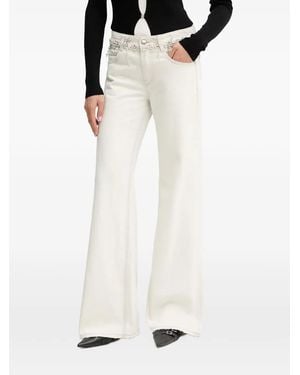 Miss Sixty Faux-Pearl Embellished Flared Jeans - White