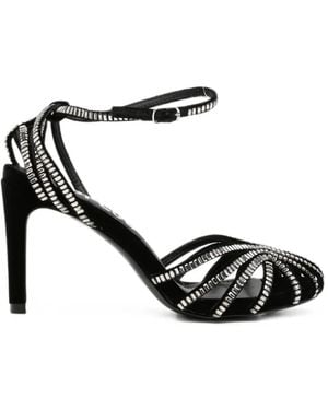 Bibi Lou Crystal-Embellished Caged Sandals - Black