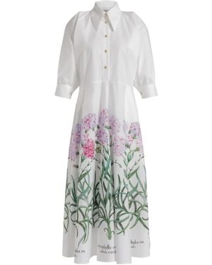 Alberta Ferretti Floral Print Shirt Dress - White