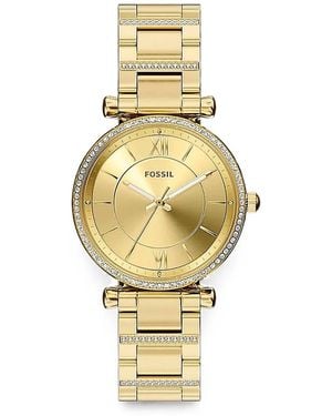 Fossil Carlie Crystal-Embellished 35Mm Watch - Metallic