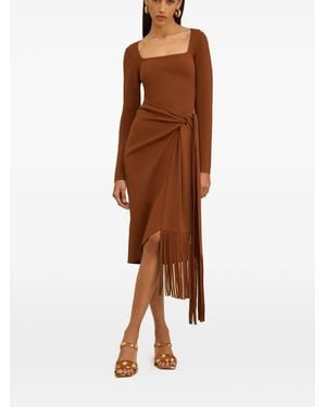 Cult Gaia Lera Fringed Midi Dress - Brown