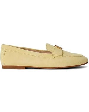 Ralph Lauren Averi Iii Logo-Plaque Suede Loafers - Natural