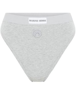 Marine Serre Moon-Logo Stretched Jersey High-Waist Brief - White