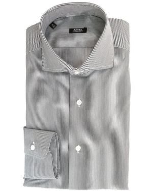 Barba Napoli Striped Spread-Collar Shirt - Grey
