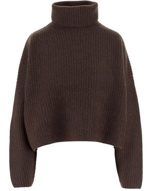 arch4 Jersey de canalé con cuello alto - Marrón