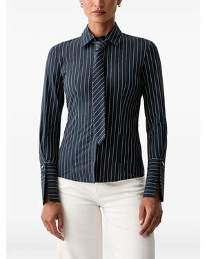 Patrizia Pepe Pinstripe-Pattern Tie-Detail Shirt - Blue