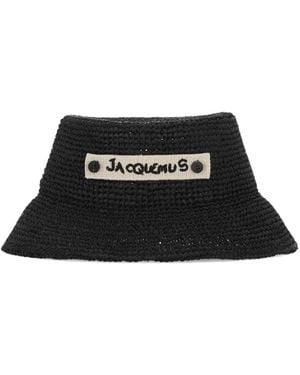 Jacquemus Logo Textured Bucket Hat - Black