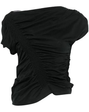 Juun.J Ruched Boat-Neck Top - Black