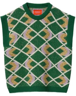 La DoubleJ Half-Light Argyle Top - Green