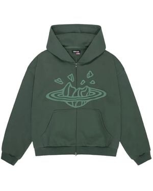 BROKEN PLANET Zip-Up Graphic Hoodie - Green