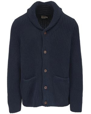 Faherty Chunky-Knit Shawl-Collar Cardigan - Blue
