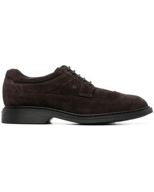 Hogan Lace-up Suede Brogues - Brown
