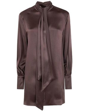 Semicouture Manuela Tie-Neck Mini Dress - Brown
