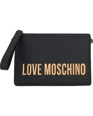 Love Moschino Logo-Plaque Clutch Bag - Black