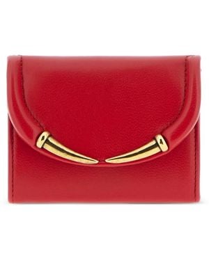 Roberto Cavalli Horn-Embellished Foldover Wallet - Red
