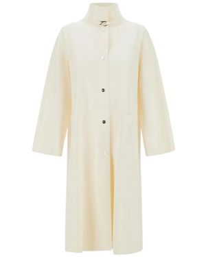 Herno High-neck Button Coat - White