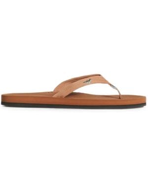 Maison Kitsuné X Indosole Easy Living Logo-Embroidered Thong-Strap Flip Flops - Brown