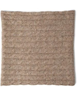 Brunello Cucinelli Cable-Knit Sequin Scarf - Brown