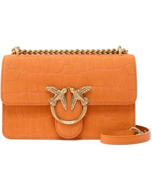 Pinko Bandolera Love Mini De Piel Con Estampado De Cocodrilo - Naranja
