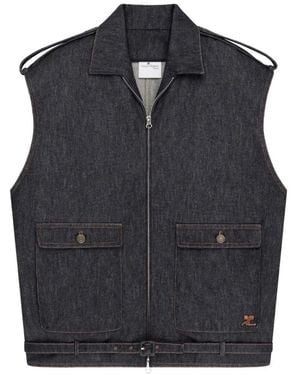 Courreges Sleeveless Denim Bomber Jacket - Black