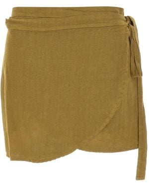 Kaos Mini Linen Wrap Skirt - Green