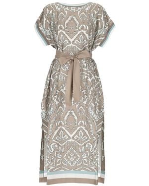 D.exterior Abstract-Print Belted Maxi Dress - Grey