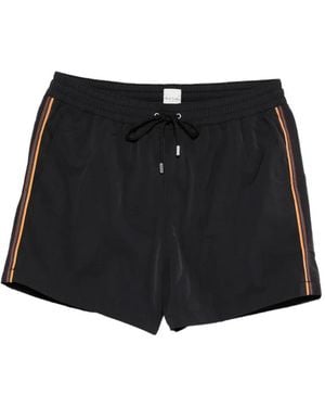 Paul Smith Zwembroek Met Trekkoordtaille En Strepen - Zwart