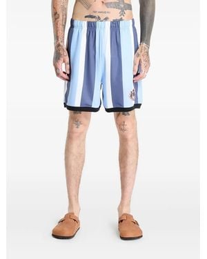 Pleasures Stripe Panelled Shorts - Blue
