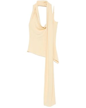 AYA MUSE Asymmetric Draped-Detail Blouse - White