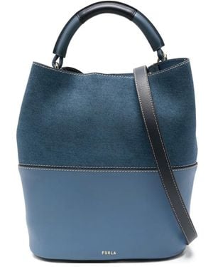 Furla Denim-Panel Tote Bag - Blue