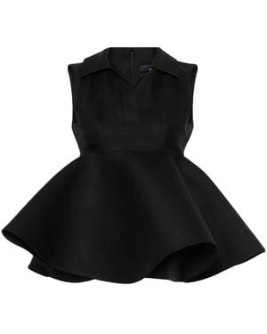 Jacquemus Peplum Wool-Silk Sleeveless Top - Black