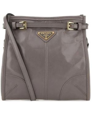 Prada Borsa A Tracolla Bonnie Mini Con Fibbia - Grigio