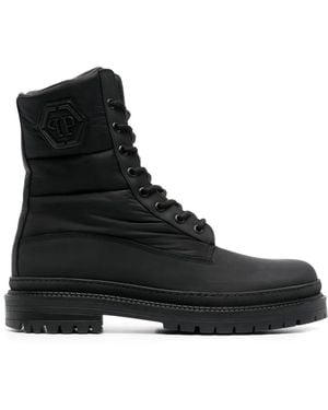 Philipp Plein Logo-Embossed Ankle Boots - Black