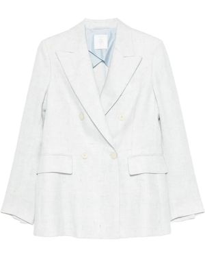 Eleventy Double-Breasted Peak-Lapel Blazer - White