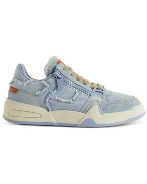 Giuseppe Zanotti Frayed Zip Low-Top Trainers - Blue