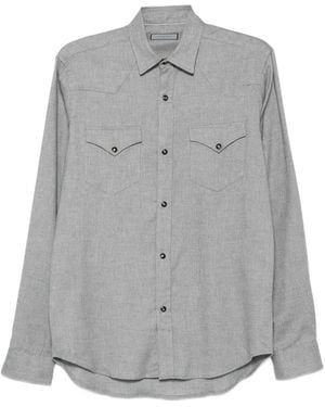 Canali Camisa Con Bolsillo De Solapa - Gris