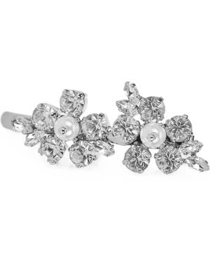 Simone Rocha Mini Hellebore Crystal-Embellished Hair Cli - White