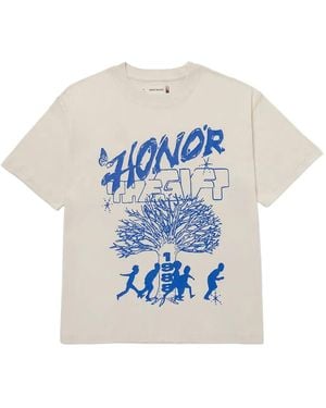 Honor The Gift Family Tree-Print T-Shirt - Blue