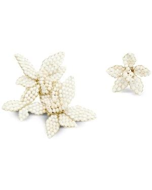 Isabel Marant Loli Asymmetrical Flower-Shaped Earrings Accessories - White