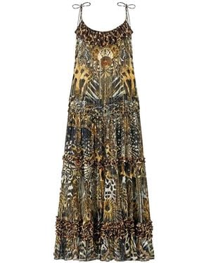 CAMILLA Kristallverziertes Abendkleid - Braun