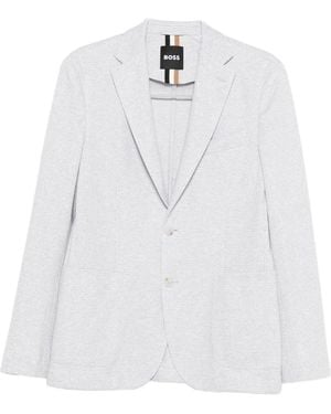 BOSS Checked Cotton-Blend Jacket - White