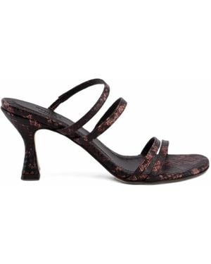 Toral Shoes Weekend Snakeskin-Effect Mules - Brown