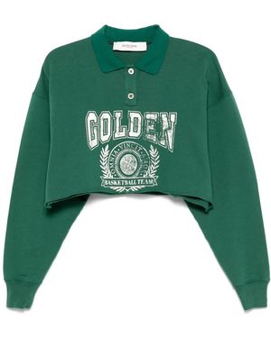 Golden Goose Printed Cropped Polo Top - Green