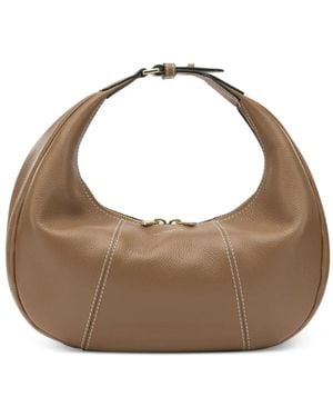 Le Tanneur Small Contrast-Stitch Pebbled Shoulder Bag - Metallic