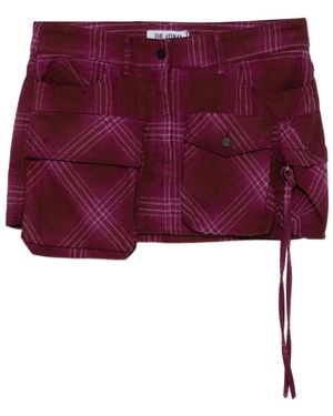 The Attico Karierter Minirock mit Taschen - Rot
