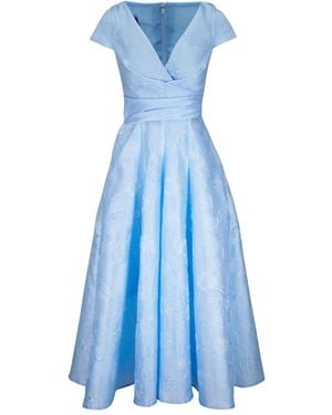 Talbot Runhof Floral-Embroidered Dress - Blue
